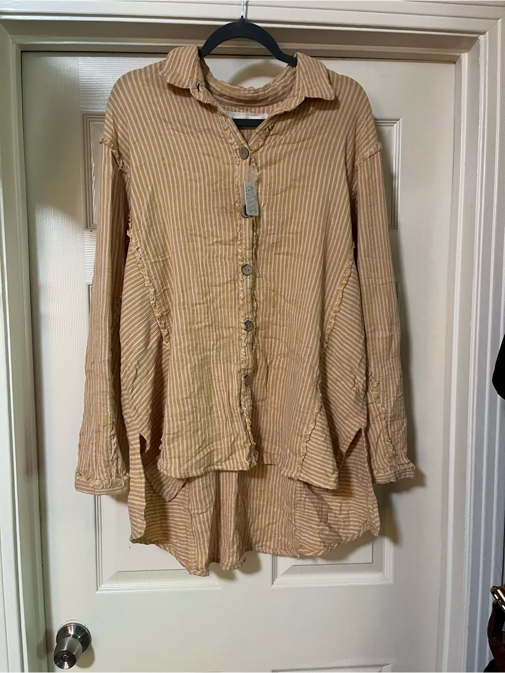 NWT Free People We The Free Oversized Striped Button Down Tunic Top XL